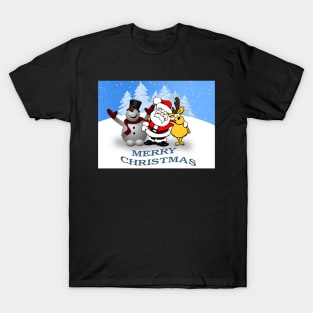 Christmas Santa & Reindeer & Snowman T-Shirt